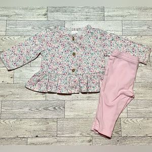 Carters Floral Cardigan & Pants Matching Set Size 3 Months